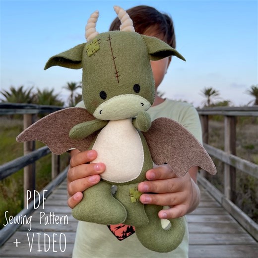 Large Felt Teddy Dragon Sewing Pattern DIY (PDF Pattern) - Etsy