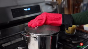 Ekogrips Plus Oven Gloves with Fingers, Comfy Waterproof Silicone Oven Mitts Heat Resistant with Long Cuff, Insulated BBQ Gloves Perfect for Grilling, Baking, Smoker, Canning, Pizza, Red, Hot Mitts