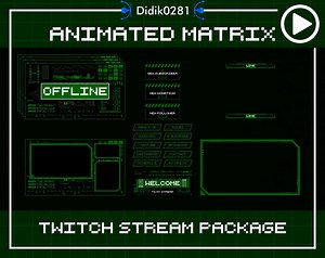 MATRIX Animated Twitch Overlay | Futuristic Cyber Stream Pack | Digital Tech Glitch Screen Design - Etsy