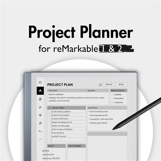 Project Planner for Remarkable 2, Templates for Remarkable, Project Notes Project Tracker Project Management, Work Planner Business - Etsy