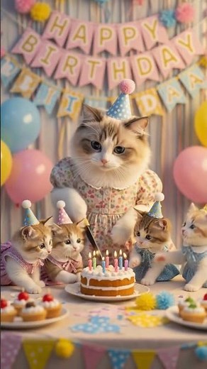 Happy Birthday to You 🎂🐱 | Cat Family Birthday Celebration | AI Animal Wishes 🐾✨