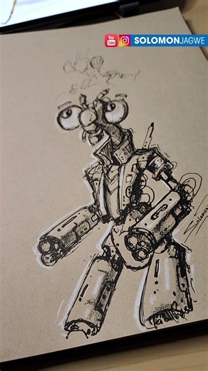 Robot Character Drawing Inspired by a Praying Mantis | Drawing Workflow