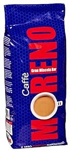 GRAN MISCELA BAR Roast, CAFFE MORENO USA. Premium Blend Whole Bean, 1Kg. 2.2, Pound Made in Italy il Vero espresso Napoletano.