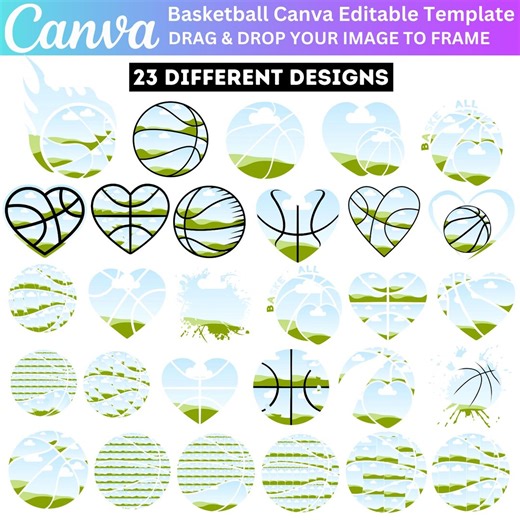 Basketball Canva Editable Frame, Basketball Canva Template Bundle, Make Your Own Designs, Basketball Picture Collage, Digital Download - Etsy