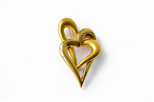 Vintage Double Heart Brooch Pendant, Leilian Signed, Gold Tone, Romantic Statement Pin, Convertible Jewelry - Etsy