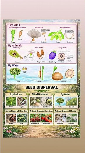 Different kinds of seed dispersal #seeds #nature #plants #biology #seeddispersal #trendingshorts