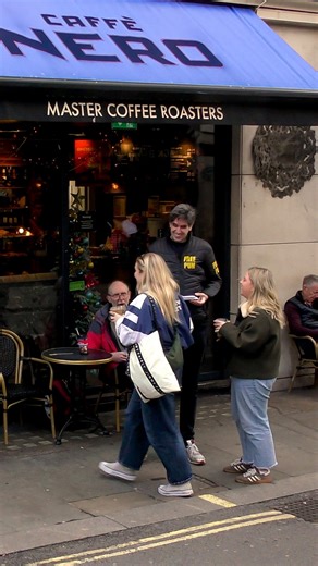 Darren Walsh Puns on Instagram: "Jokes on the street with Caffè Nero! 🎄 So much fun being part of the most Crackers Christmas ever! Download the Caffè Nero app - every purchase unlocks a virtual Christmas cracker with jokes or chances to win festive prizes. #darrenwalshpuns #darrenwalshjokesonthestreet #darrenwalshstreetpunning #christmascrackers"