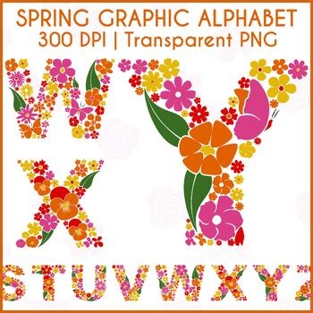Floral Alphabet Set for Spring | Flower Letters | High-Resolution Clipart PNG