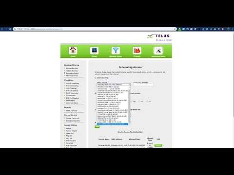 How to control device access, schedule access, parantal control on Telus modem T3200m