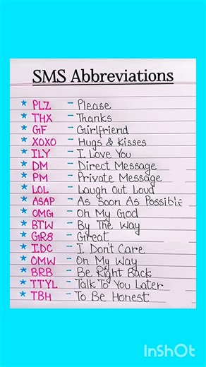 SMS Abbreviations 🔥