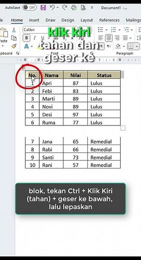 Cara Pisahkan Kelompok Baris Tabel Lebih Mudah #msword #mswordshortcuts #mswordtutorial