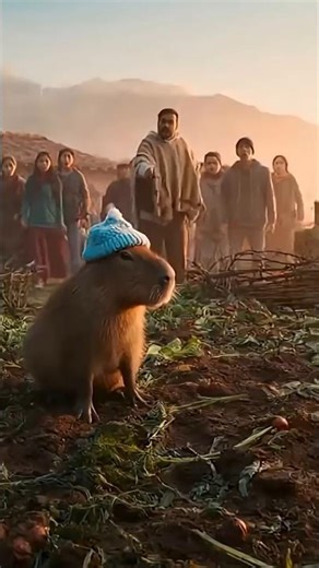 Animal Hermoso Cappy salva los cultivos de la villa #capibara #historias #shorts