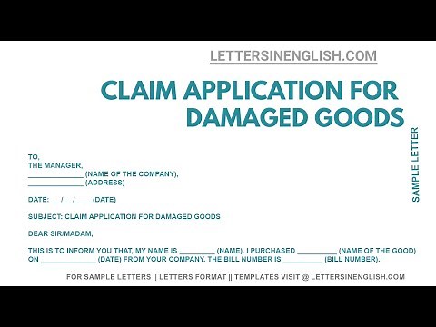 Claim Application for Damaged Products – Claim Request Letter Format