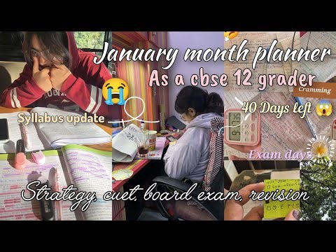 January Month planner 📚✨ Boards in 40 Days 😱 Syllabus update 🎀 Study Vlog 📚 Class 12 📖
