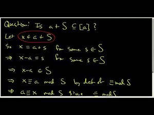 37 Equivalence Classes and Cosets