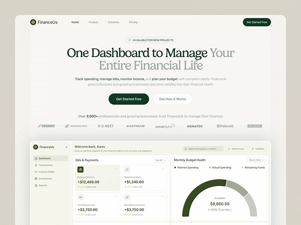 FinanceUs — Fintech SaaS Website Design