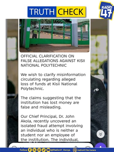 Kisii National Polytechnic Fraud Attempt Clarified