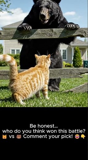 Tiny Cat vs Giant Bear – Funniest Backyard Showdown Ever! 🐱💥🐻 (Caught on Camera)