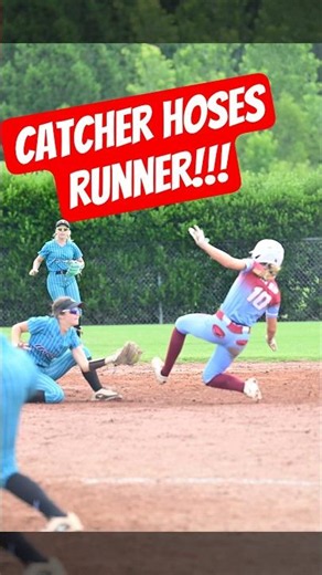 🥎 Catcher Absolutely HOSES Runner Trying to Steal 2B! 😱 #FYP