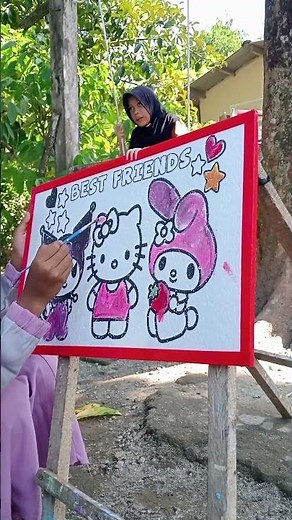 coloring pictures of Kuromi, Hello Kitty, and My Melody