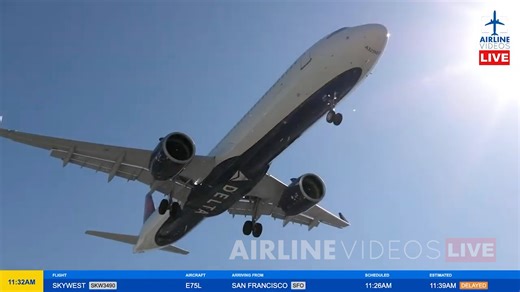 When final approach gets REAL close 😮 Delta Air Lines A321neo on runway 27 approach at SAN, buzzing past our cameras live on Airline Videos Live on February 3rd, 2026. #airlinevideoslive #airlinevideos #airports #aviation #airplanes #avgeek | AIRLINE VIDEOS