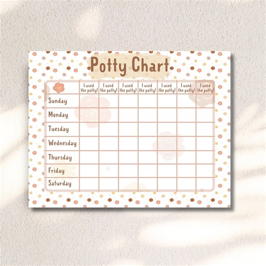 Printable Potty Training Chart, Reward Chart, Potty Chart, Toilet Training Chart, Digital Download - Etsy
