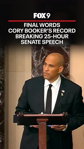 28K views · 634 reactions | Sen. Cory Booker breaks record for longest Senate speech. The 55-year-old senator's marathon speech lasted more than 25 hours. | Fox 9 | Facebook
