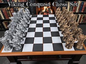 Viking Conquest Chess Set – Hand-painted Gold Vs. Silver | Display-worthy Fantasy Pieces - Etsy