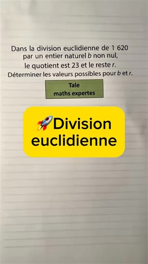 BoosteTesMaths : du Brevet au Bac -> fiches, conseils, méthodes👊 | Exercice d’arithmétique niveau Terminale Maths Expertes sur la division euclidienne. #maths #révisions #lycée #terminale #2008 #spémaths... | Instagram