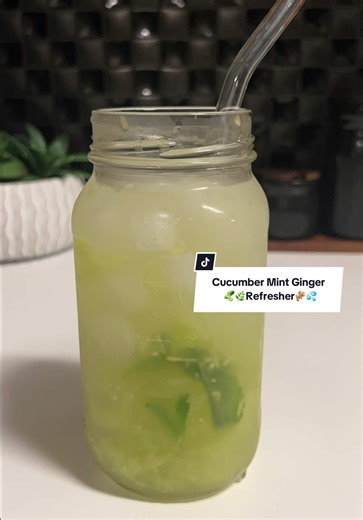 Cucumber Mint Ginger Refresher 🥒🌿🫚💦. Who knew cucumber scraps ginger = the coolest drink of the week? Fresh, zesty, and totally refreshing . Don’t toss that core! You’ll need: - Core of 1 cucumber (seeds soft center) - Juice of 1 lime - 3–4 mint leaves - Small slice of fresh ginger (about ½ inch), grated or thinly sliced - ¼ tsp Celtic salt - ¼ cup coconut water - Ice cubes - Water to top To make: Muddle cucumber core with lime juice, mint leaves, and ginger in a jar. Add ice cubes, pour in 