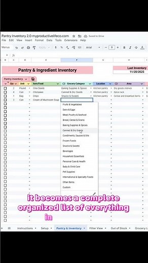 Pantry Inventory Spreadsheet Enter Items Once and Keep Your Kitchen Organized