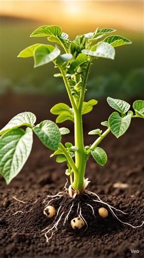 Transformation scene of potato seed to adult potato.