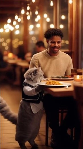The Cat Waiter Ultra-Realistic Restaurant Scene