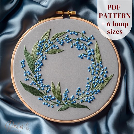 Lily of the Valley Embroidery Pattern, Flowers Wreath Design (PDF Template) - Etsy