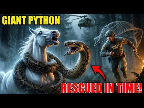 White Horse vs Giant Python — Rescue Team Arrives Just in Time! 🐍🐴🔥