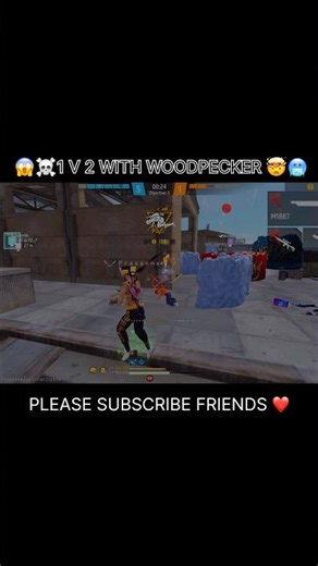😱☠️1 V 2 WITH WOODPECKER 🤯🥶#shorts #freefire #gaming #headshorts #song #trending #edit #explore