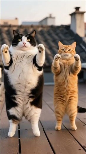 Two cats dancing on a rooftop 🎶😸🌆