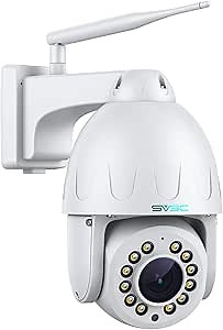 SV3C 4K PTZ WiFi Camera Outdoor 15X Optical Zoom, Wireless IP Security Camera 8MP, Auto Tracking, Floodlight Color Night Vision, 2-Way Audio, Metal Shell, RTSP, FTP, SD Card Record, Onvif Conformant