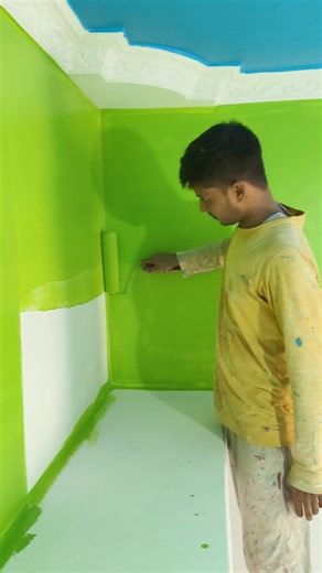wall painting Green colour fast cod bedroom🏡 #art