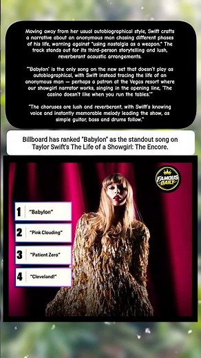 Billboard ranks "Babylon" as Taylor Swift's standout song 🔥 #taylorswift #popmusic #popculture