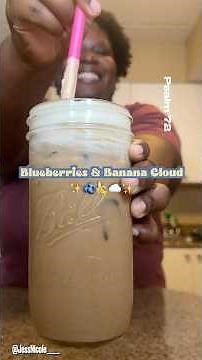 I Made a Blueberry Banana Cloud Iced Latte with Homemade Cold Foam 🫐🍌☁️✨ Café Bustelo Recipe #reels