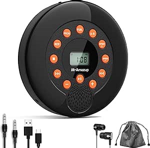 CD Player Portable, Rechargeable Portable CD Players for Home, Built-in Speakers and Headphones Supports CD/U Disk/AUX/A-B Repeat/LCD Display/10 Speeds/Anti Skip, for Home/Car CDP-3030