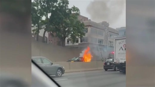Electric car fire temporarily closes Pike in Boston, causes major traffic back up