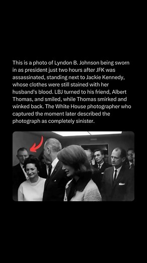 @Oddity on Instagram: "The iconic image of Lyndon B. Johnson being sworn in as president was taken aboard Air Force One on November 22, 1963, just hours after the assassination of President John F. Kennedy. In the photo, Johnson stands beside Jacqueline Kennedy, who is still in shock and wearing her bloodstained pink suit, while U.S. District Judge Sarah T. Hughes administers the oath. This moment marked a somber transition of power during one of the most tragic events in American history. #oddi