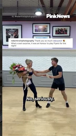 Robert Irwin receives surprise flowers from Jonathan Bailey after 'Wicked' dance