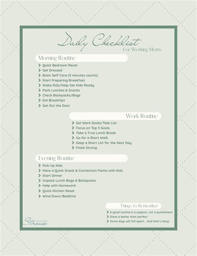 Daily Checklist for Working Moms Printable PDF| Busy Mom Daily Planner - Etsy