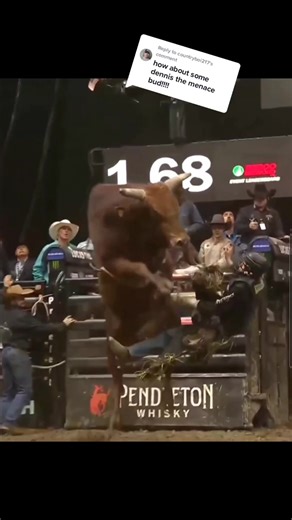 Replying to @countryboi217 Dennis The Menace this past weekend got sideways... pretty athletic I'd say #fypシ #rodeotok #bullriding #rodeo #buckingbulls #bullrider #pbr