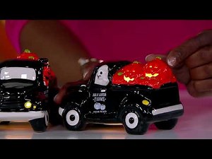 Mr. Halloween S/3 Ceramic Trucks with Illuminated Jack-O-Lanterns on QVC
