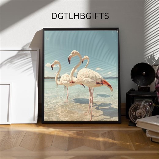Flamingo Wall Art Print Tropical Beach Flamingos Coastal Summer Photography Wall Decor - Etsy