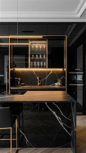 “This Kitchen Went from OLD to BLACK & GOLD LUXURY 😳🔥” #beforeandafter #interiordesign #luxuryhome